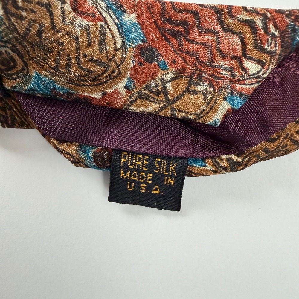 Vintage Saks Fifth Avenue Multicolor Abstract Geometric Silk Tie USA - Picture 4 of 8